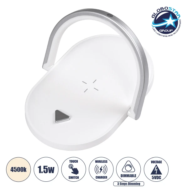 GloboStar® ECLIPSE 76559 Επιτραπέζιο Φωτιστικό Πορτατίφ LED 15W 1200lm 180° AC 220-240V IP20 Φυσικό Λευκό 4500K Dimmable Λευκό Πλαστικό - Μ17 x Π13 x Υ10cm - 2 Xρόνια Εγγύηση