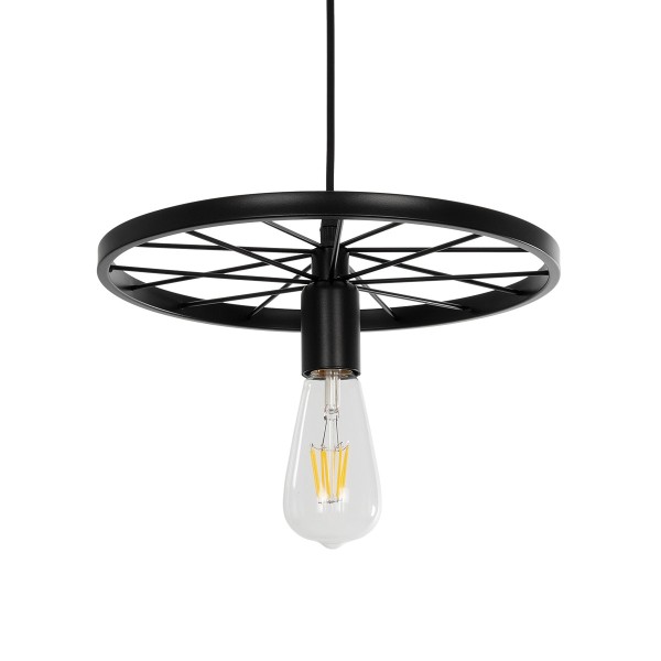 GLOBOSTAR® CASTOR 999-0228 Vintage Κρεμαστό Φωτιστικό Οροφής με Ντουί 1 x E27 AC 220-240V IP20 - Μαύρο - Μ30 x Π30 x Υ11cm