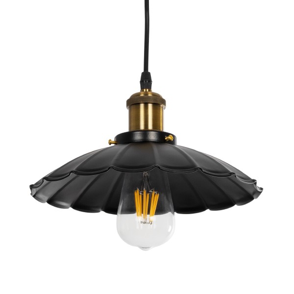 GLOBOSTAR® MARGI 999-0229 Vintage Κρεμαστό Φωτιστικό Οροφής με Ντουί 1 x E27 AC 220-240V IP20 - Μαύρο & Χρυσό - Μ26 x Π26 x Υ14cm