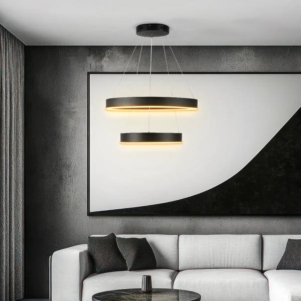 kelvo® VENOM 61185 Μοντέρνο Κρεμαστό Φωτιστικό Οροφής LED 75W 8818lm 120° AC 220-240V IP20 Ρυθμιζόμενο Λευκό CCT με Χειριστήριο από 2700K έως 6000K Dimmable - Lumileds SMD Chip - Μαύρο Ματ - Μ60 x Π60 x Υ40cm - 3 Χρόνια Εγγύηση