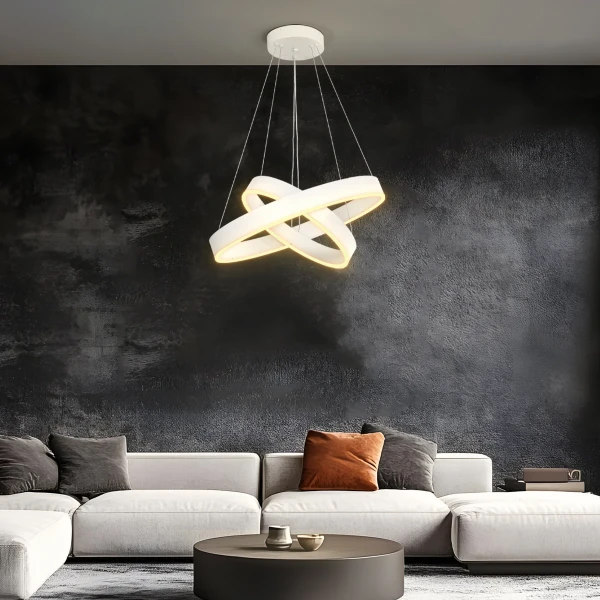 kelvo® VENOM 61186-DECO Μοντέρνο Κρεμαστό Φωτιστικό Οροφής LED 75W 8818lm 120° AC 220-240V IP20 Ρυθμιζόμενο Λευκό CCT με Χειριστήριο από 2700K έως 6000K Dimmable - Lumileds SMD Chip - Λευκό Ματ - Μ60 x Π60 x Υ40cm - 3 Χρόνια Εγγύηση