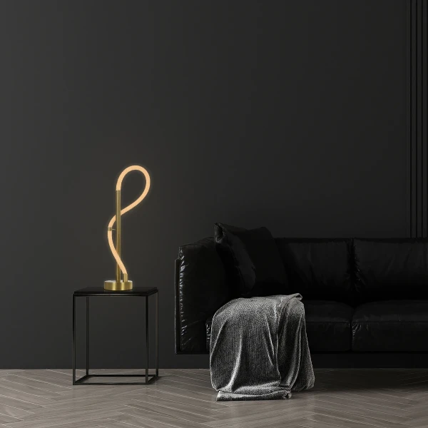 kelvo® GLOW 61685 Μοντέρνο Επιτραπέζιο Φωτιστικό Πορτατίφ LED 18W 1800lm 360° AC 220-240V IP20 Ρυθμιζόμενο Λευκό CCT με Αφή 2700K/4500K/6000K Dimmable - Lumileds SMD Chip - Χρυσό Πλατίνα & Λευκό Νήμα - Μ30 x Π30 x Υ60cm - 3 Χρόνια Εγγύηση