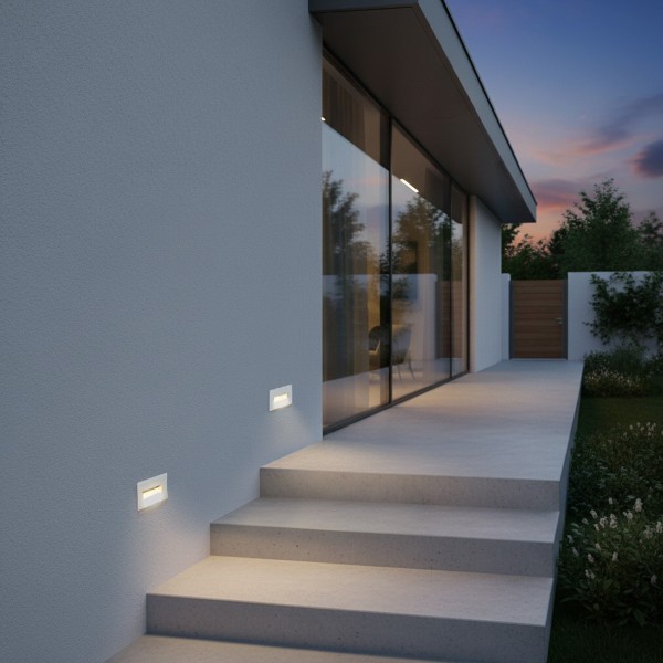 kelvo® STEPART KLV-101-0082 Μοντέρνο Χωνευτό Φωτιστικό Σκαλοπατιού - Διαδρόμου LED 3W 375lm 45° AC 220-240V Αδιάβροχο IP65 Θερμό Λευκό 2700K - Lumileds SMD Chip & TÜV SÜD Driver - Λευκό Ματ - Μ10.5 x Π4.5 x Υ6cm / Q9.12 x 4.49cm - 5 Χρόνια Εγγύηση