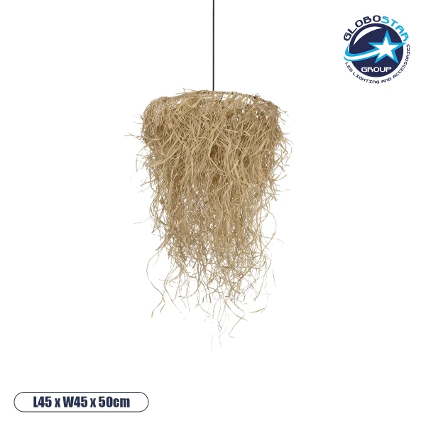 GLOBOSTAR® LIETUS 205-0079 Boho Κρεμαστό Φωτιστικό Οροφής με Ντουί 1 x E27 AC 220-240V IP20 - Μπεζ - M45 x Π45 x Υ50cm