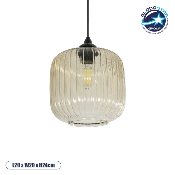 GLOBOSTAR® MELONI 206-0016 Μοντέρνο Κρεμαστό Φωτιστικό Οροφής με Ντουί 1 x E27 AC 220-240V IP20 - Mελί - Μ20 x Π20 x Υ24cm