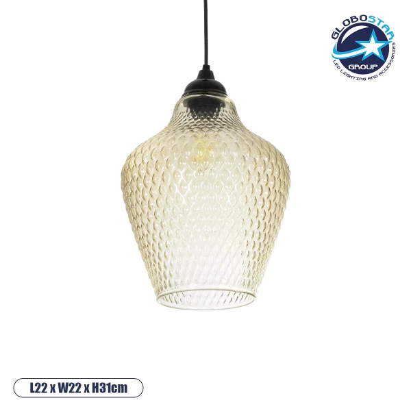 GLOBOSTAR® SKLO 206-0025 Μοντέρνο Κρεμαστό Φωτιστικό Οροφής με Ντουί 1 x E27 AC 220-240V IP20 - Mελί - Μ22 x Π22 x Υ31cm