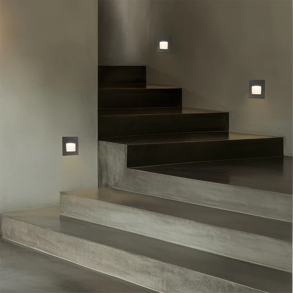 kelvo® STEPART KLV-101-0078 Μοντέρνο Χωνευτό Φωτιστικό Σκαλοπατιού - Διαδρόμου LED 3W 375lm 45° AC 220-240V Αδιάβροχο IP65 Θερμό Λευκό 2700K - Lumileds SMD Chip & TÜV SÜD Driver - Γκρι Ανθρακί Ματ - Μ8.5 x Π5 x Υ8.5cm / Q6.72 x 6.72cm - 5 Χρόνια Εγγύηση