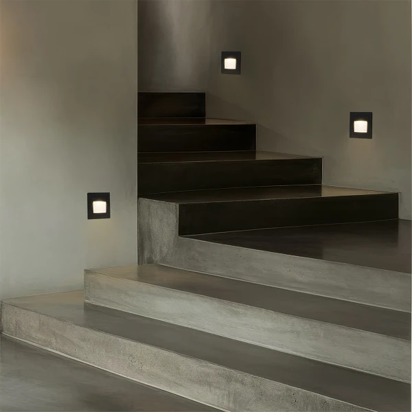 kelvo® STEPART KLV-101-0077 Μοντέρνο Χωνευτό Φωτιστικό Σκαλοπατιού - Διαδρόμου LED 3W 375lm 45° AC 220-240V Αδιάβροχο IP65 Θερμό Λευκό 2700K - Lumileds SMD Chip & TÜV SÜD Driver - Μαύρο Ματ - Μ8.5 x Π5 x Υ8.5cm / Q6.72 x 6.72cm - 5 Χρόνια Εγγύηση