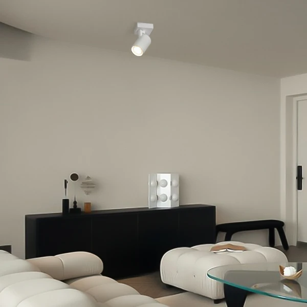 kelvo® SPOTA KLV-101-0135 Μοντέρνο Κινούμενο Φωτιστικό Σποτ Οροφής με Ντουί 1 x GU10 90° AC 220-240V IP20 - Λευκό Ματ - Μ7 x Π6 x Υ14cm