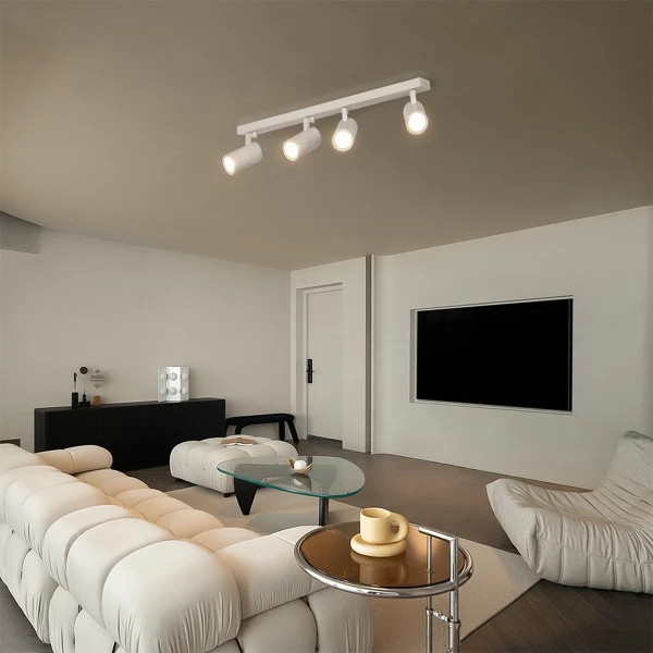 kelvo® SPOTA KLV-101-0141 Μοντέρνο Κινούμενο Φωτιστικό Σποτ Οροφής με Ντουί 4 x GU10 90° AC 220-240V IP20 - Λευκό Ματ - Μ64 x Π6 x Υ14cm