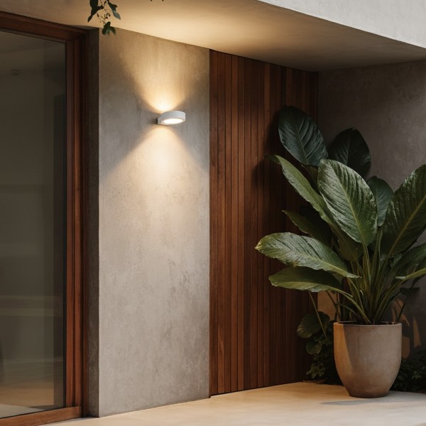 kelvo® AURA KLV-101-0115 Μοντέρνο Φωτιστικό Τοίχου - Απλίκα LED 7W 875lm 45° AC 220-240V Αδιάβροχο IP65 Θερμό Λευκό 2700K - Lumileds COB Chip & TÜV SÜD Driver - Λευκό Ματ - Μ15 x Π13 x Υ4.5cm - 5 Χρόνια Εγγύηση