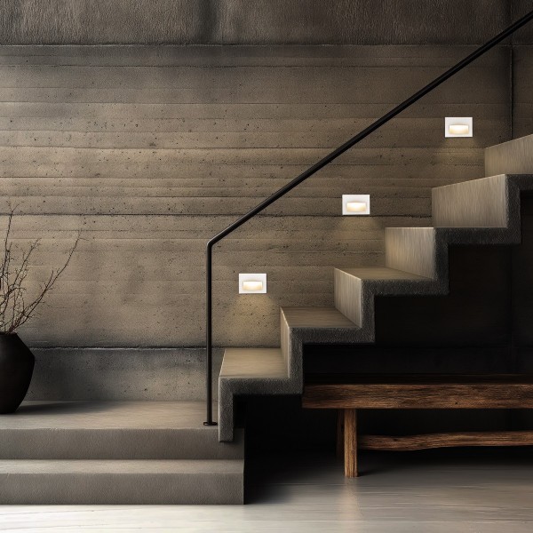 kelvo® STEPART KLV-101-0085 Μοντέρνο Χωνευτό Φωτιστικό Σκαλοπατιού - Διαδρόμου LED 6W 750lm 45° AC 220-240V Αδιάβροχο IP65 Θερμό Λευκό 2700K - Lumileds SMD Chip & TÜV SÜD Driver - Λευκό Ματ - Μ11.5 x Π5.3 x Υ8.3cm / Q10.63 x 7.61cm - 5 Χρόνια Εγγύηση