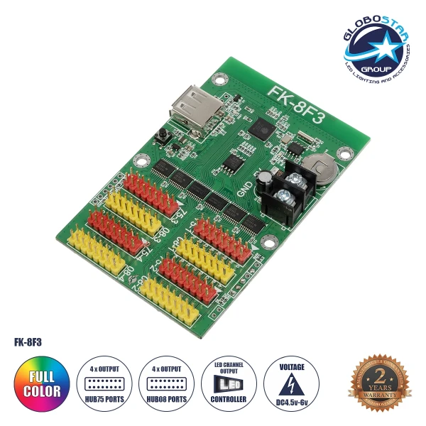 GLOBOSTAR® CARD-FK-8F3 90092 Κάρτα Εικόνας για Πολύχρωμες RGB LED Κυλιόμενες Ψηφιακές Επιγραφές/Οθόνες DC 5V IP20 - 768x64/384x128 Pixels - Μ0 x Π0 x Υ0cm - 2 Χρόνια Εγγύηση