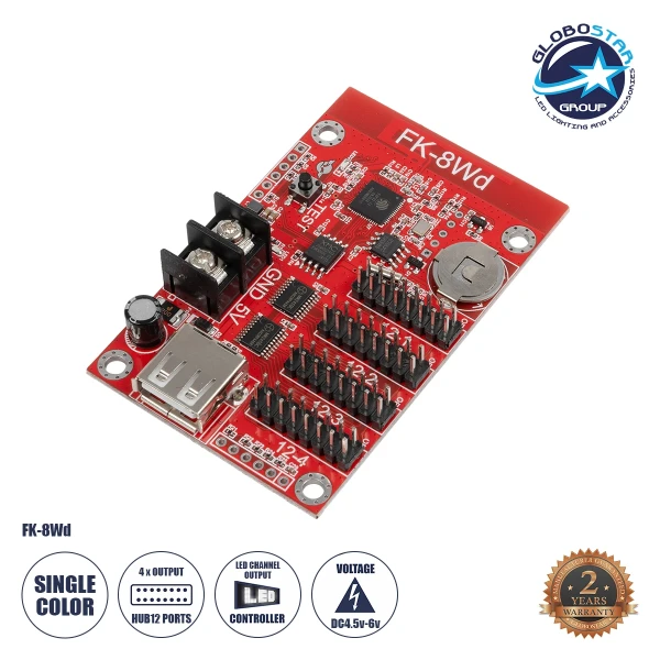 GLOBOSTAR® CARD-FK-8Wd 90095 Κάρτα Εικόνας για Μονόχρωμες Κυλιόμενες Ψηφιακές Επιγραφές/Οθόνες DC 5V IP20 - 3072x16/1536x32/1024x48/768x64 Pixels - Μ0 x Π0 x Υ0cm - 2 Χρόνια Εγγύηση