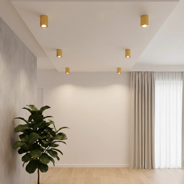 kelvo® AKIRA KLV-101-0027 Κινούμενο Φωτιστικό Downlight Σποτ για Λάμπα MR16 με Ντουί GU10 AC 220-240V IP20 - Χρυσό Βούρτσας - Μ8 x Π8 x Υ10cm