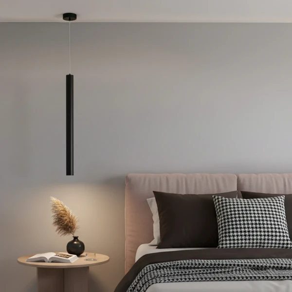 kelvo® CANAL KLV-101-0072 Κρεμαστό Φωτιστικό Οροφής LED 7W 700lm 36° AC 220-240V IP20 Θερμό Λευκό 2700K - Bridgelux COB Chip & TÜV SÜD Driver - Μαύρο Ματ - Μ4 x Π4 x Υ60cm - 5 Χρόνια Εγγύηση