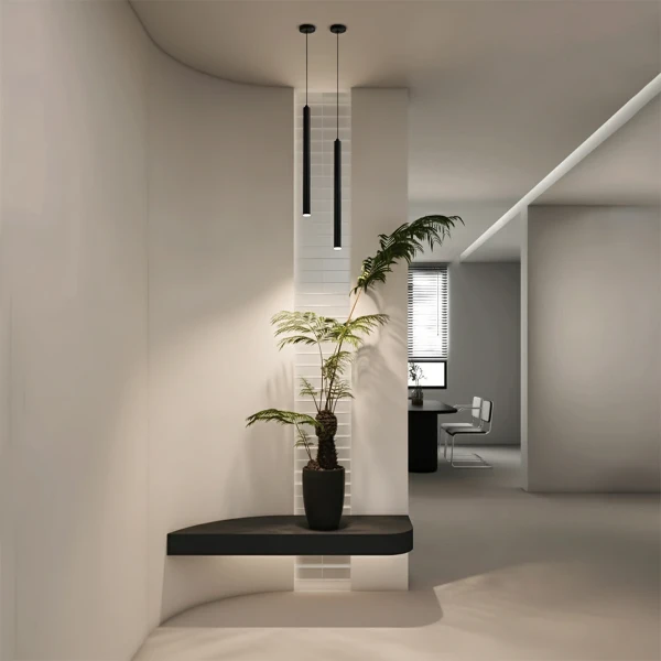 kelvo® CANAL KLV-101-0073 Κρεμαστό Φωτιστικό Οροφής LED 7W 700lm 36° AC 220-240V IP20 Θερμό Λευκό 2700K - Bridgelux COB Chip & TÜV SÜD Driver - Μαύρο Ματ - Μ4 x Π4 x Υ80cm - 5 Χρόνια Εγγύηση