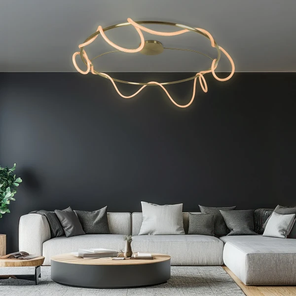 kelvo® GLOW KLV-101-0151 Φωτιστικό Οροφής LED 89W 8900lm 360° AC 220-240V IP20 Ρυθμιζόμενο Λευκό CCT με Χειριστήριο από 2700K έως 6000K Dimmable - Lumileds SMD Chip - Χρυσό Πλατίνα - Μ150 x Π150 x Υ30cm - 3 Χρόνια Εγγύηση