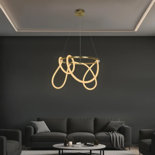 kelvo® GLOW KLV-101-0163 Κρεμαστό Φωτιστικό Οροφής LED 58W 5800lm 360° AC 220-240V IP20 Ρυθμιζόμενο Λευκό CCT με Χειριστήριο από 2700K έως 6000K Dimmable - Lumileds SMD Chip - Χρυσό Πλατίνα - Μ80 x Π80 x Υ40cm - 3 Χρόνια Εγγύηση