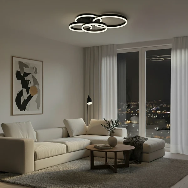 kelvo® VENOM KLV-101-0184 Φωτιστικό Οροφής LED 100W 10000lm 360° AC 220-240V IP20 Ρυθμιζόμενο Λευκό CCT με Χειριστήριο από 2700K έως 6000K Dimmable - Lumileds SMD Chip - Μαύρο Ματ - Μ70 x Π40 x Υ16cm - 3 Χρόνια Εγγύηση