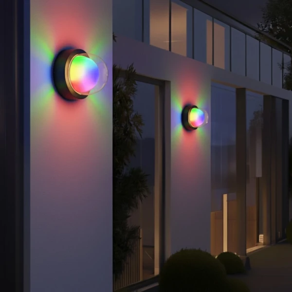 kelvo® NEXA KLV-101-0250 Φωτιστικό Τοίχου / Απλίκα LED 6W 360lm 180° AC 220-240V Αδιάβροχο IP65 Πολύχρωμο RGB+WW Dimmable SPI/TTL Protocol IC UCS512 - Sanan SMD Chip & TÜV SÜD Driver - Μαύρο Ματ - Μ11 x Π8.5 x Υ11cm - 5 Χρόνια Εγγύηση
