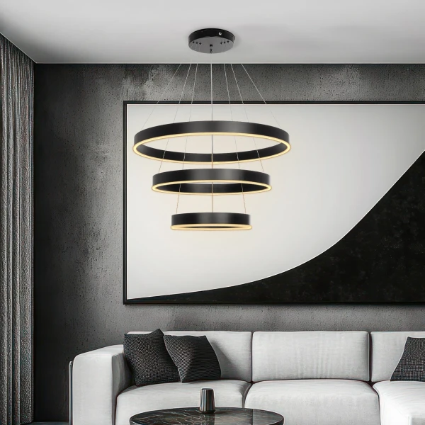 kelvo® VENOM KLV-101-0199 Κρεμαστό Φωτιστικό Οροφής LED 120W 12000lm 120° AC 220-240V IP20 Ρυθμιζόμενο Λευκό CCT με Χειριστήριο από 2700K έως 6000K Dimmable - Lumileds SMD Chip - Μαύρο Ματ - Μ80 x Π80 x Υ80cm - 3 Χρόνια Εγγύηση