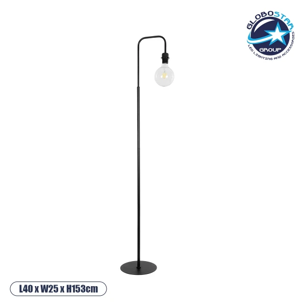 GLOBOSTAR® SNAKE 204-0053 Μοντέρνο Επιδαπέδιο Φωτιστικό με Ντουί 1 x E27 AC 220-240V IP20 - Μαύρο - Μ40 x Π25 x Υ153cm