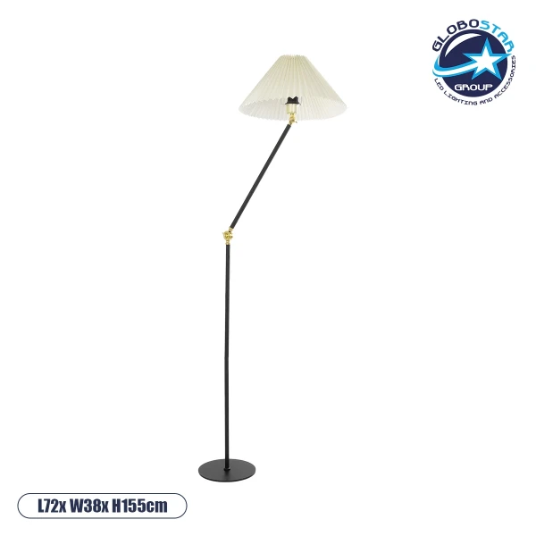 GLOBOSTAR® FLY 204-0127 Μοντέρνο Επιδαπέδιο Φωτιστικό με Ντουί 1 x E27 AC 220-240V IP20 - Μαύρο & Μπεζ - Μ38 x Π38 x Υ155cm