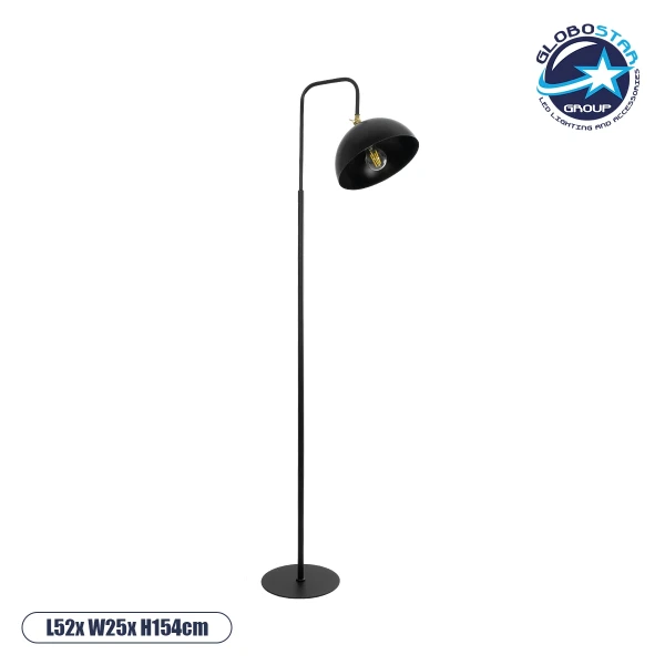 GLOBOSTAR® SNAKE 204-0128 Μοντέρνο Επιδαπέδιο Φωτιστικό με Ντουί 1 x E27 AC 220-240V IP20 - Μαύρο - Μ52 x Π25 x Υ154cm