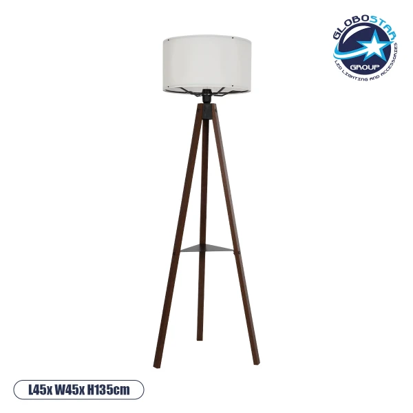 GLOBOSTAR® SHELF 204-0129 Μοντέρνο Επιδαπέδιο Φωτιστικό με Ντουί 1 x E27 AC 220-240V IP20 - Καφέ & Μπεζ - Μ38 x Π38 x Υ135cm