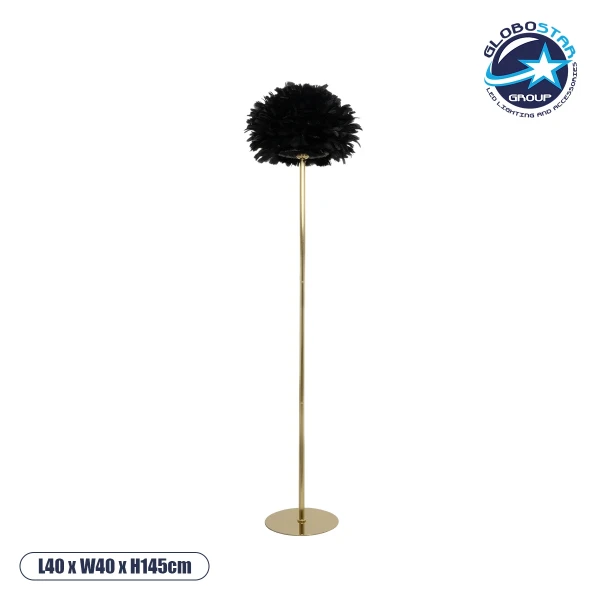 GLOBOSTAR® ALES 204-0193 Μοντέρνο Επιδαπέδιο Φωτιστικό με Ντουί 1 x E27 AC 220-240V IP20 - Μαύρο & Χρυσό - Μ40 x Π40 x Υ150cm