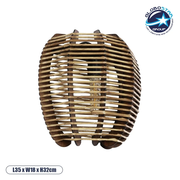 GLOBOSTAR® BOND 205-0050 Boho Φωτιστικό Τοίχου - Απλίκα με Ντουί 1 x E27 AC 220-240V IP20 - Μπεζ - M35 x Π18 x Υ32cm