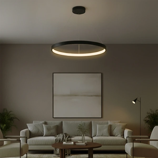 kelvo® NEMESIS KLV-101-0211 Κρεμαστό Φωτιστικό Οροφής LED 67W 6700lm 180° AC 220-240V IP20 Ρυθμιζόμενο Λευκό CCT με Χειριστήριο από 2700K έως 6000K Dimmable - Lumileds SMD Chip - Μαύρο Ματ - Μ80 x Π80 x Υ4cm - 3 Χρόνια Εγγύηση