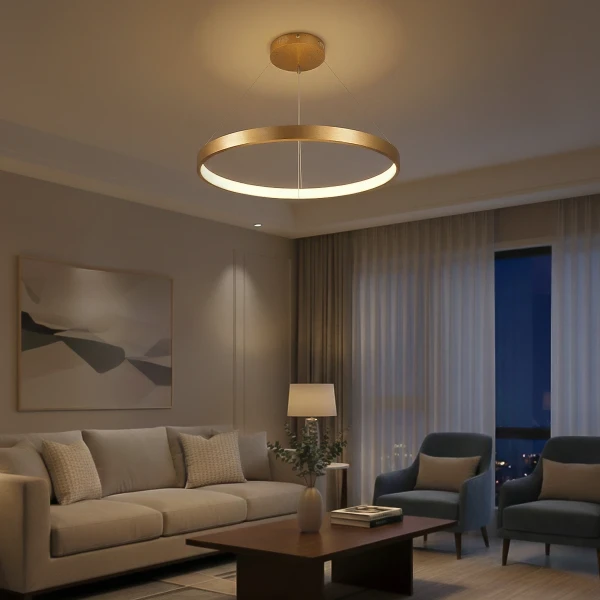 kelvo® NEMESIS KLV-101-0213 Κρεμαστό Φωτιστικό Οροφής LED 67W 6700lm 180° AC 220-240V IP20 Ρυθμιζόμενο Λευκό CCT με Χειριστήριο από 2700K έως 6000K Dimmable - Lumileds SMD Chip - Χρυσό Πλατίνα - Μ80 x Π80 x Υ4cm - 3 Χρόνια Εγγύηση