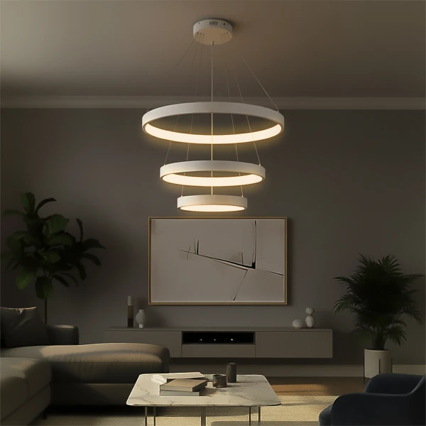 kelvo® NEMESIS KLV-101-0218 Κρεμαστό Φωτιστικό Οροφής LED 100W 10000lm 180° AC 220-240V IP20 Ρυθμιζόμενο Λευκό CCT με Χειριστήριο από 2700K έως 6000K Dimmable - Lumileds SMD Chip - Λευκό Ματ - Μ60 x Π60 x Υ60cm - 3 Χρόνια Εγγύηση