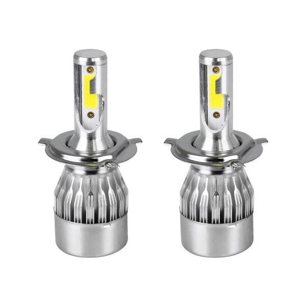 GLOBOSTAR® LEDKITC6 82002 Λάμπα H4 LED 24W/48W 3600lm/7200lm 360° DC 12-24V Αδιάβροχο IP65 Ψυχρό Λευκό 6000K - CREE COB Chip - Μ3.5 x Π3.5 x Υ9.5cm - Πακέτο 2 Τεμαχίων - 1 Χρόνο Εγγύηση