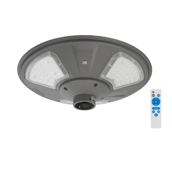GLOBOSTAR® PARK 90500 Φωτιστικό Κεφαλής Post Top Πλατείας/Πάρκου LED 25W 2000lm 120° με Ενσωματωμένο Φωτοβολταϊκό Panel 6V 20W & Επαναφορτιζόμενη Μπαταρία Li-ion 3.2V 25000mAh με Αισθητήρα Ημέρας-Νύχτας Αδιάβροχο IP65 Ψυχρό Λευκό 6000K - Γκρι Ανθρακί - Μ5