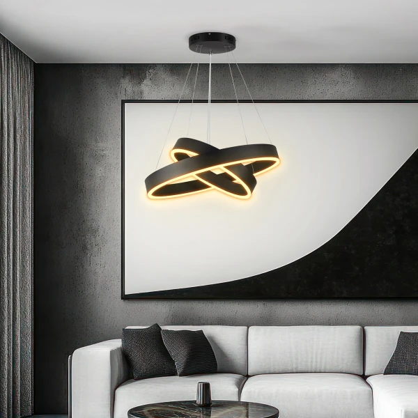 kelvo® VENOM KLV-101-0196-V2 Κρεμαστό Φωτιστικό Οροφής LED 75W 7500lm 120° AC 220-240V IP20 Ρυθμιζόμενο Λευκό CCT με Χειριστήριο από 2700K έως 6000K Dimmable - Lumileds SMD Chip - Μαύρο Ματ - Μ60 x Π60 x Υ40cm - 3 Χρόνια Εγγύηση