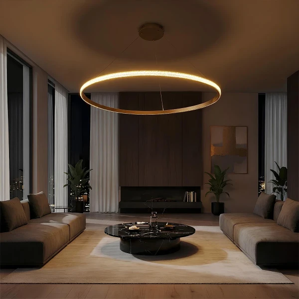 kelvo® DIAMOND KLV-101-0234 Κρεμαστό Φωτιστικό Οροφής LED 75W 7500lm 180° AC 220-240V IP20 Ρυθμιζόμενο Λευκό CCT με Χειριστήριο από 2700K έως 6000K Dimmable - Lumileds SMD Chip - Χρυσό Πλατίνα - Μ100 x Π100 x Υ3cm - 3 Χρόνια Εγγύηση