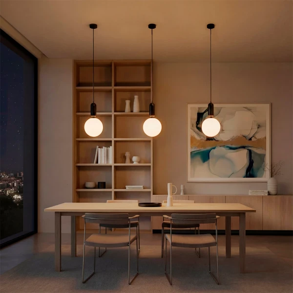 kelvo® ESTETICO KLV-101-0379 Κρεμαστό Φωτιστικό Οροφής για Λάμπα με Ντουί E27 AC 220-240V IP20 - Μαύρο Ματ & Λευκό - Μ20 x Π20 x Υ38cm