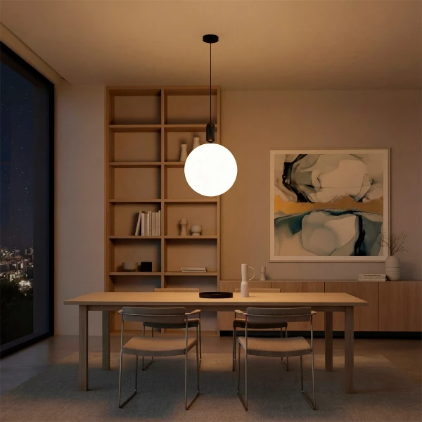 kelvo® ESTETICO KLV-101-0381 Κρεμαστό Φωτιστικό Οροφής για Λάμπα με Ντουί E27 AC 220-240V IP20 - Μαύρο Ματ & Λευκό - Μ40 x Π40 x Υ58cm