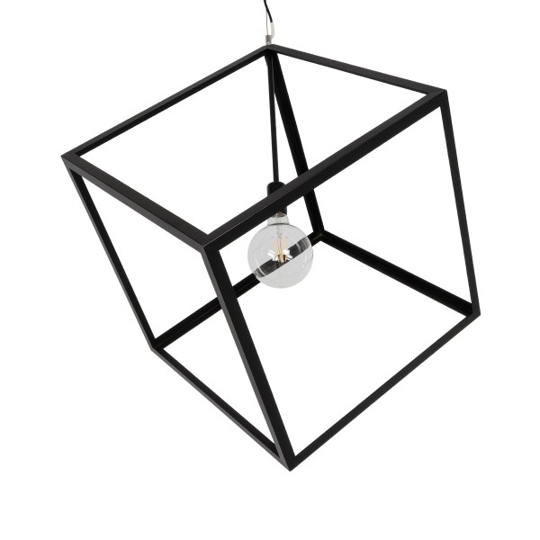 GLOBOSTAR® CUBE 999-0215 Μοντέρνο Κρεμαστό Φωτιστικό Οροφής με Ντουί 1 x E27 AC 220-240V IP20 - Μαύρο - Μ70 x Π70 x Υ87cm
