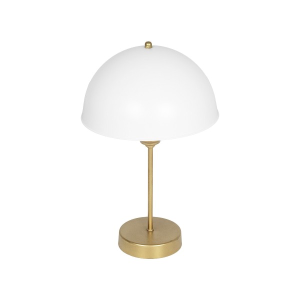 GLOBOSTAR® GAZETA 203-0303 Μοντέρνο Επιτραπέζιο Φωτιστικό Πορτατίφ με Ντουί 1 x E27 AC 220-240V IP20 - Λευκό & Μπρονζέ  - Μ25 x Π25 x Υ39cm