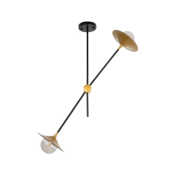 GLOBOSTAR® JOLIET 999-0043 Μοντέρνο Φωτιστικό Οροφής με Ντουί 2 x G9 AC 220-240V IP20 - Μαύρο & Χρυσό - Μ93 x Π20 x Υ106cm
