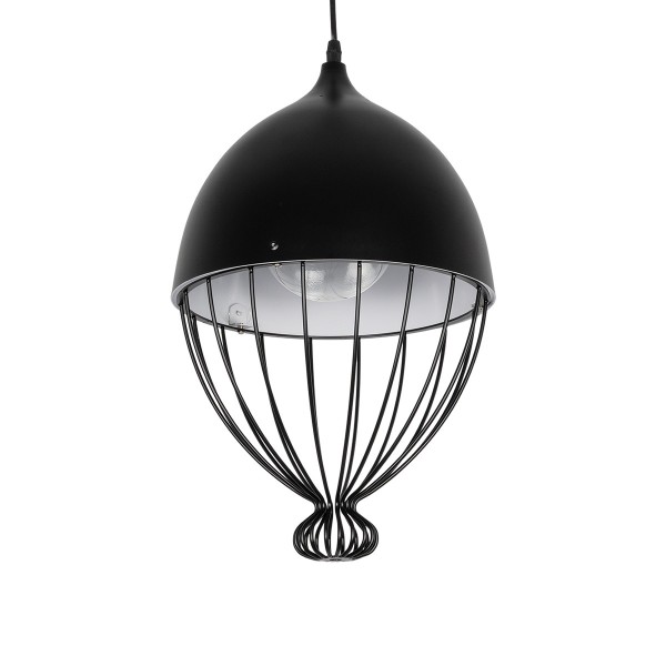 GLOBOSTAR® CANARIO 999-0111 Vintage Κρεμαστό Φωτιστικό Οροφής με Ντουί 1 x E27 AC 220-240V IP20 - Μαύρο - Μ28 x Π28 x Υ47cm