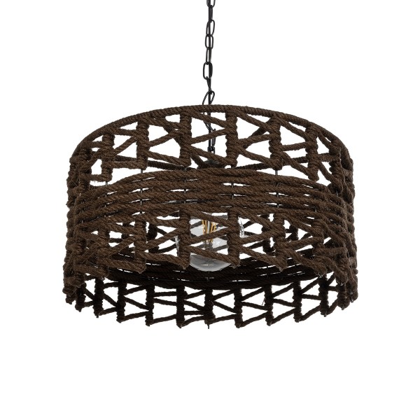 GLOBOSTAR® VERA 999-0069 Boho Κρεμαστό Φωτιστικό Οροφής με Ντουί 1 x E27 AC 220-240V IP20 - Καφέ - Μ50 x Π50 x Υ25cm