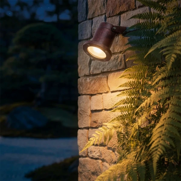 kelvo® GARDELINI KLV-101-0004-V2 Φωτιστικό Σποτ Τοίχου με Βάση για Λάμπα MR16 με Ντουί GU10 AC 220-240V Αδιάβροχο IP65 -  Μπρονζέ Εφέ Σκουριάς Ματ - Μ10 x Π10 x Υ30cm