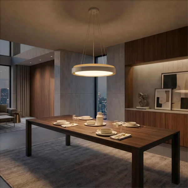 kelvo® BARCHETTA KLV-101-0267 Κρεμαστό Φωτιστικό Οροφής LED 72W 7200lm 120° AC 220-240V IP20 Ρυθμιζόμενο Λευκό CCT με Χειριστήριο από 2700K έως 6000K Dimmable - Lumileds SMD Chip - Λευκό & Σαμπανιζέ Χρυσό Ματ - Μ48 x Π48 x Υ8.2cm - 3 Χρόνια Εγγύηση