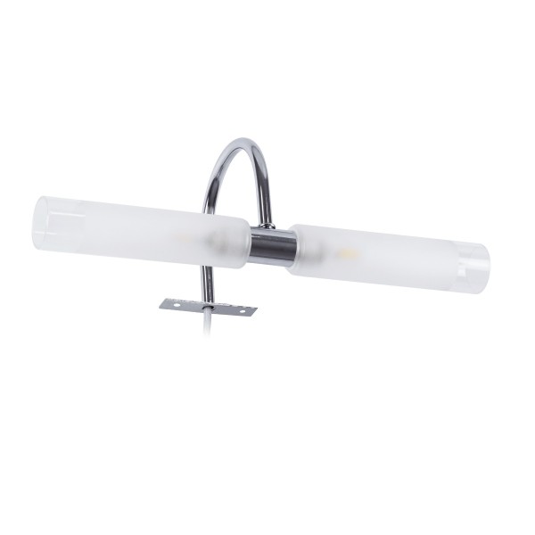 GLOBOSTAR® FLORA 60414 Μοντέρνο Φωτιστικό Τοίχου - Απλίκα Καθρέπτη Μπάνιου με Ντουί 2 x G9 AC 220-240V IP44 - Νίκελ Χρώμιο & Λευκό - Μ31 x Π13 x Υ12cm