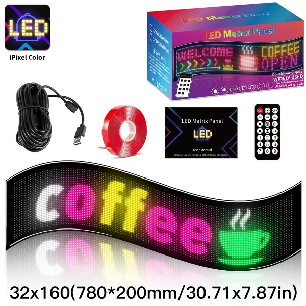 GLOBOSTAR® MATRIX GLB-106-0010 Εύκαμπτη Κυλιόμενη Ψηφιακή Επιγραφή 78x20cm P4.5 160x32 Pixel LED 20W AC 220-240V Αδιάβροχο IP65 Πολύχρωμο RGB - Bluetooth Control μέσω iPIXEL APP - Μ78 x Π0.2 x Υ20cm - 2 Χρόνια Εγγύηση